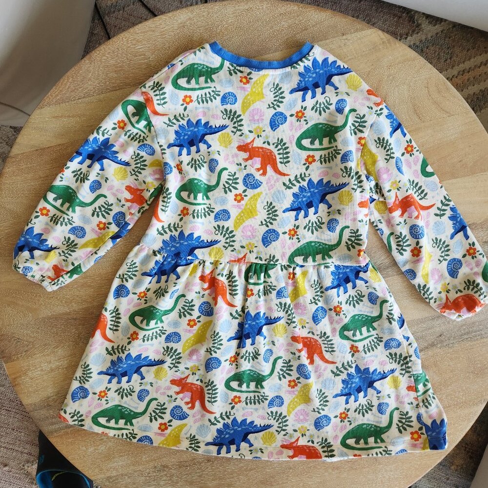 Mini Boden Relaxed Jersey Dress Vanilla Pod Dinosaur Print Dropped Shoulder 9-10 - Picture 3 of 3